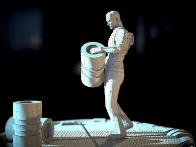 SciFi Worker Low-poly 3D model