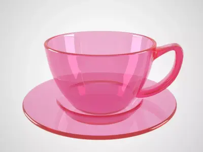 Glass Coffee Cup Light Pink Color 3D model