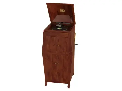 Realistic High Res Phonograph Record Player Cabinet 3D model