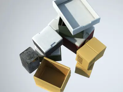 Stylized boxes 3D model