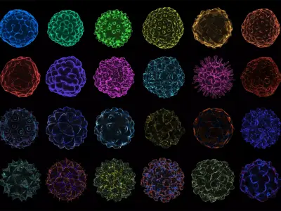 Pack of 24 Alien Virus Bacteria Macrophage Sci Fi Collection 3D model