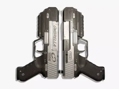 Sci Fi Gun Low-poly 3D model 10
