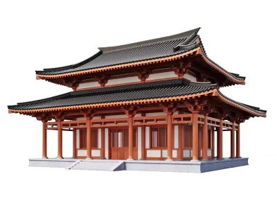 Japanese Temple Hall 3D model