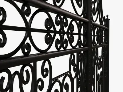 Gate-8 ornate wrought iron gate 3D model