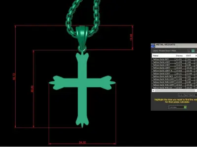 High Cross Pendant Light Gold 18K 3CP067 3D model