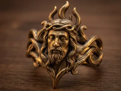 Jesus Christ Crown of Thorns Ring 3D print model