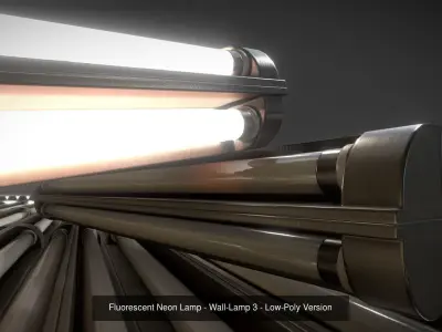 Fluorescent Neon Lamp - Wall-Lamp 3 High and Low-Poly 3D Model Pack