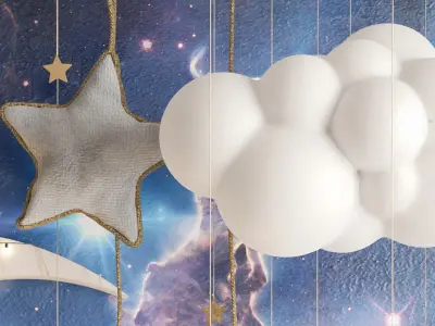 Decor for a children room in the style of space 3D model