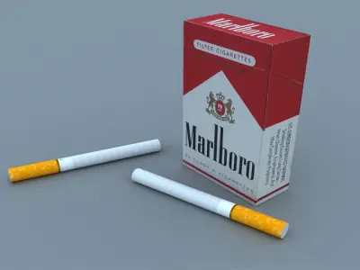 Marlboro Box and Cigarettes Free 3D model