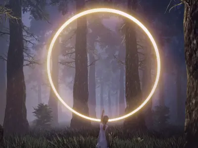 CIRCLE BLOOM AND GLOW FOREST LUMION SCENE 25 3D model