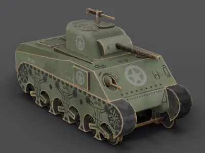 Wooden Toy Vehicle  Low-poly 3D model
