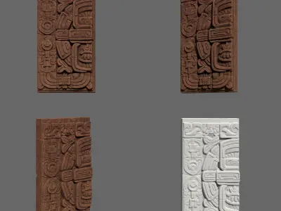 High poly Yellow Mayan Temple Wall 230731 3D model