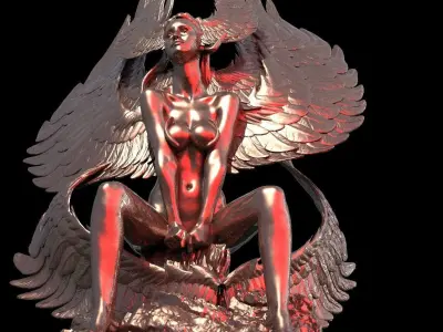 Egyptian goddess  with angel wings 2 3D model