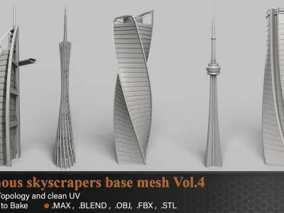 20 Famous Skyscrapers Base Mesh Vol 4 Low-poly 3D model