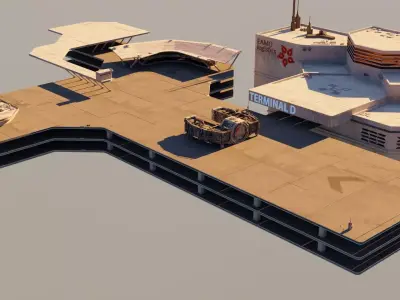 Futuristic space port 3D model