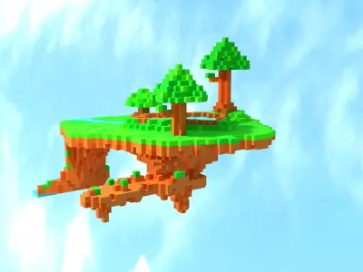 The rock in sky Free low-poly 3D model