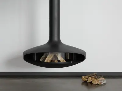 Gyrofocus Glass Suspended Fireplace 3D model