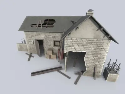 Ruin house Low-poly 3D model