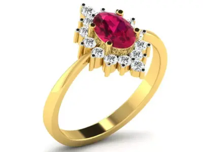 Light Weight Yellow Gold Diamond Ring DR-5601 3D print model