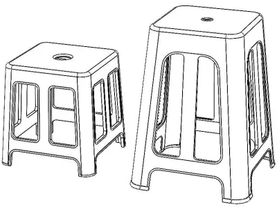 Blue Plastic Stool 3D model