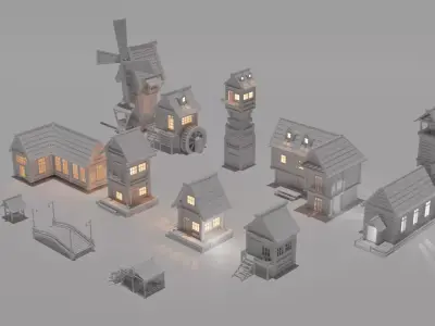 Medieval Village Set 3D print model