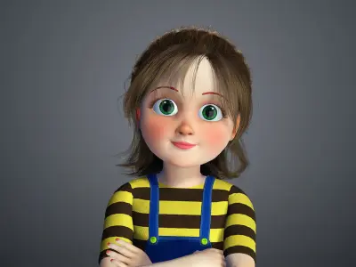 Cartoon Girl - Stylish Rigged Character  3D model