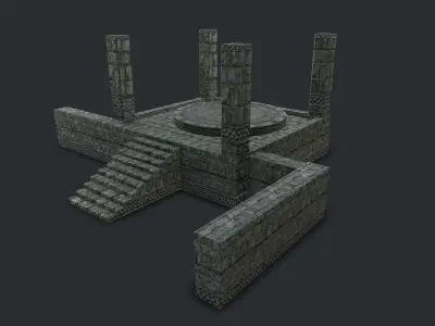 Jungle Stone Altar Environment Game Assets Low-poly 3D model
