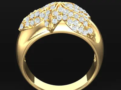 Light Gold Diamond Men Ring 2MR054 3D model