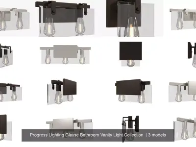 Progress Lighting Glayse Bathroom Vanity Light Collection  3D Model Pack