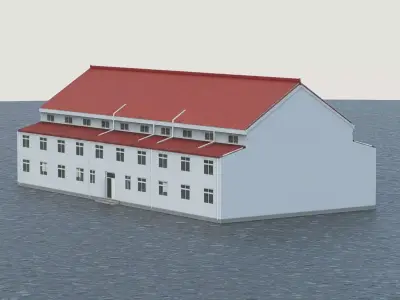 Factory Building Low-poly 3D model