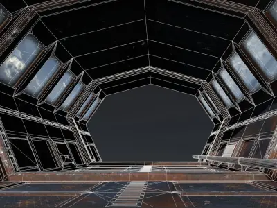 SciFi Corridor Low-poly 3D model order