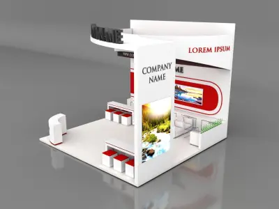 Booth Exhibition Stand Stall 6X6m Height 500 cm 3 Side Open 3D model buy