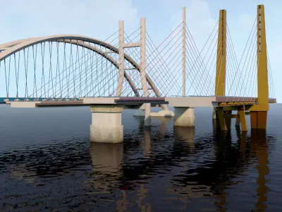 Suspended water road bridge pack collection 3D model