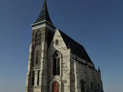 Church with cross on top Low-poly 3D model