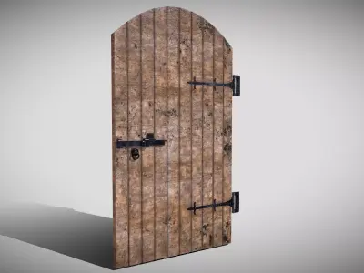 Medieval Arched Door Low-poly 3D model