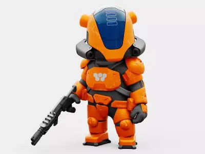 TOON  CYBER SOLDIER  RIGGED 3D model