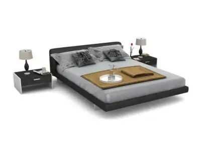 Full Bed With Side Tables 3D model