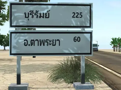 Road signs in Thailand Free 3D model