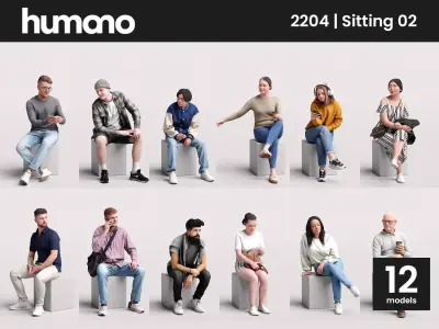 Humano 12- Collection 2204 - STANDING PEOPLE - 12 x 3D models  3D model