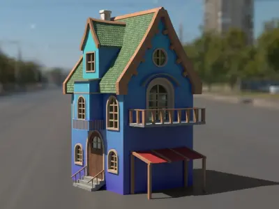 Cartoon house 3D model Low-poly 3D model