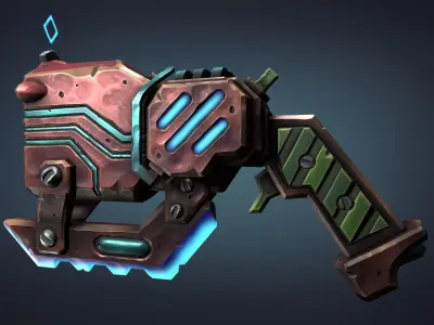 Cyber pistol Low-poly 3D model