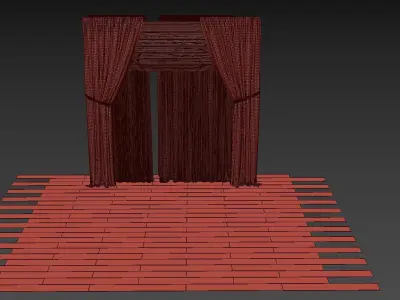 Curtains with Roman curtain and tulle set 03  3D model