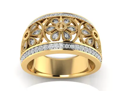 Light Weight Rose Gold Diamond Ring  -R-3890 3D print model