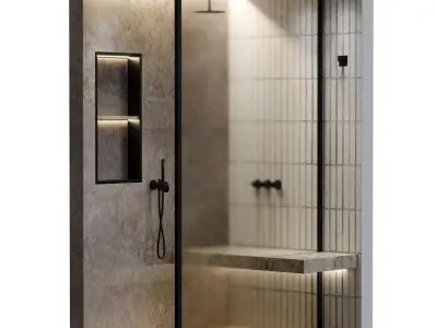 Corner Shower Cabins 17 Low-poly 3D model