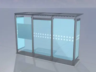 Bus Stop Version 1 with foundation Low-poly 3D model