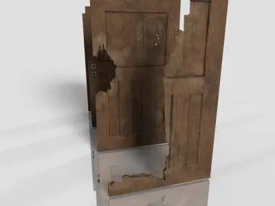 Wood Door - Damage - Old Low-poly 3D model