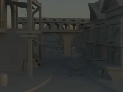 Medieval Street 3D Game Environment Low-poly 3D model