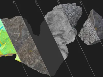 Stone set mountain Low-poly 3D model