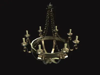 Medieval Chandelier V03 Low-poly 3D model