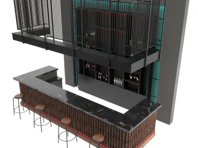 Loft  bar 3D model shop